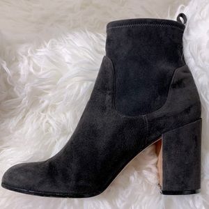 GIANVITO ROSSI suede pull-up/slip-on ankle Bootie block heels dark brown sz 39.5